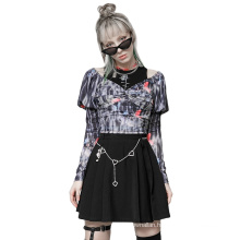 Punk style spring women shirt V neck puff long sleeve stretch mesh T shirts OPT-578TC ladies clothes wholesale price PUNK RAVE